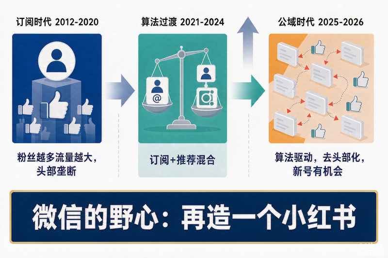 三阶段演变:订阅时代到算法过渡再到公域时代