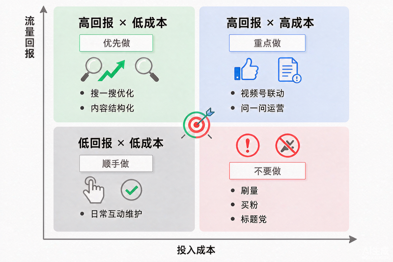 四象限行动矩阵:投入成本与流量回报